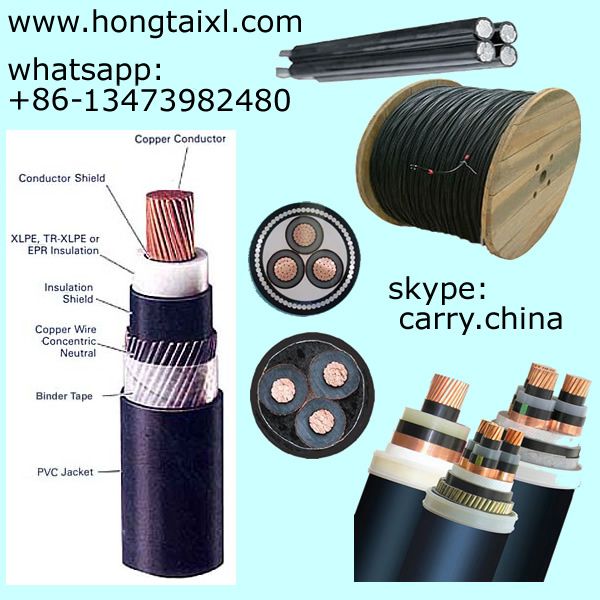 Copper conductor XLPE insulation copper tape screen pvc sheathed high voltage cable