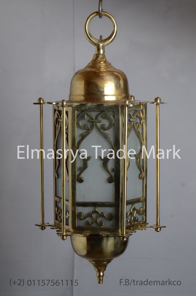 Handmade arabic Style Brass Lantern with White Colored Glass - Chandelier Lighting - # CH-107