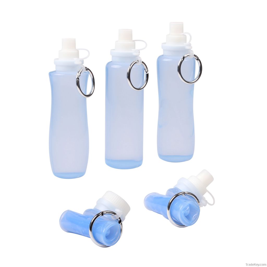 foldable silicone sport water bottle with spray cover