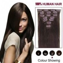 Top quality indian remy clip in hair extensions 7pcs set , dark brown, 70g/set