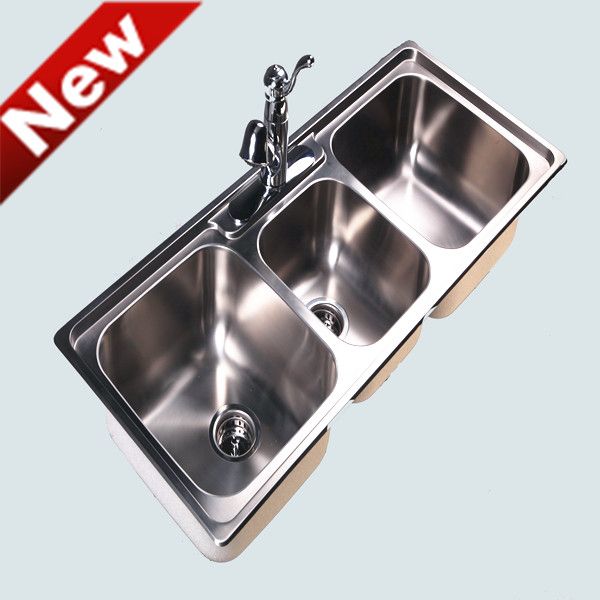 italian kitchen sink or triple bowl kitchen sink / kitchen triple sink granite JA045