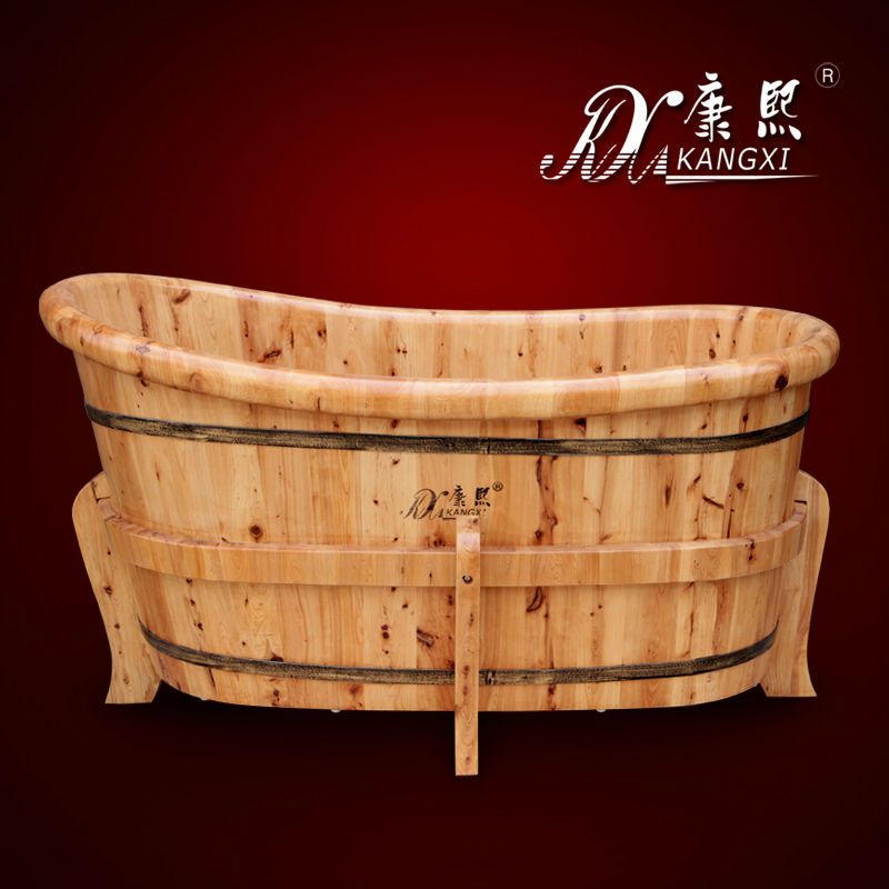 Retro design wooden bathtub suitable for human body, low oval bathtubs prices, hot tub