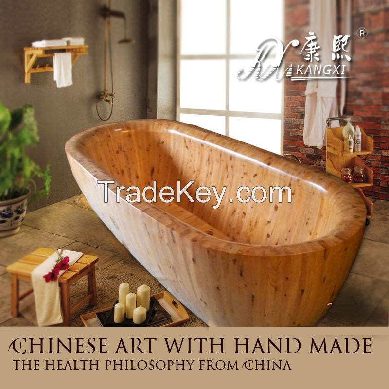 good quality Cedar wood 2 person soaking bathtub