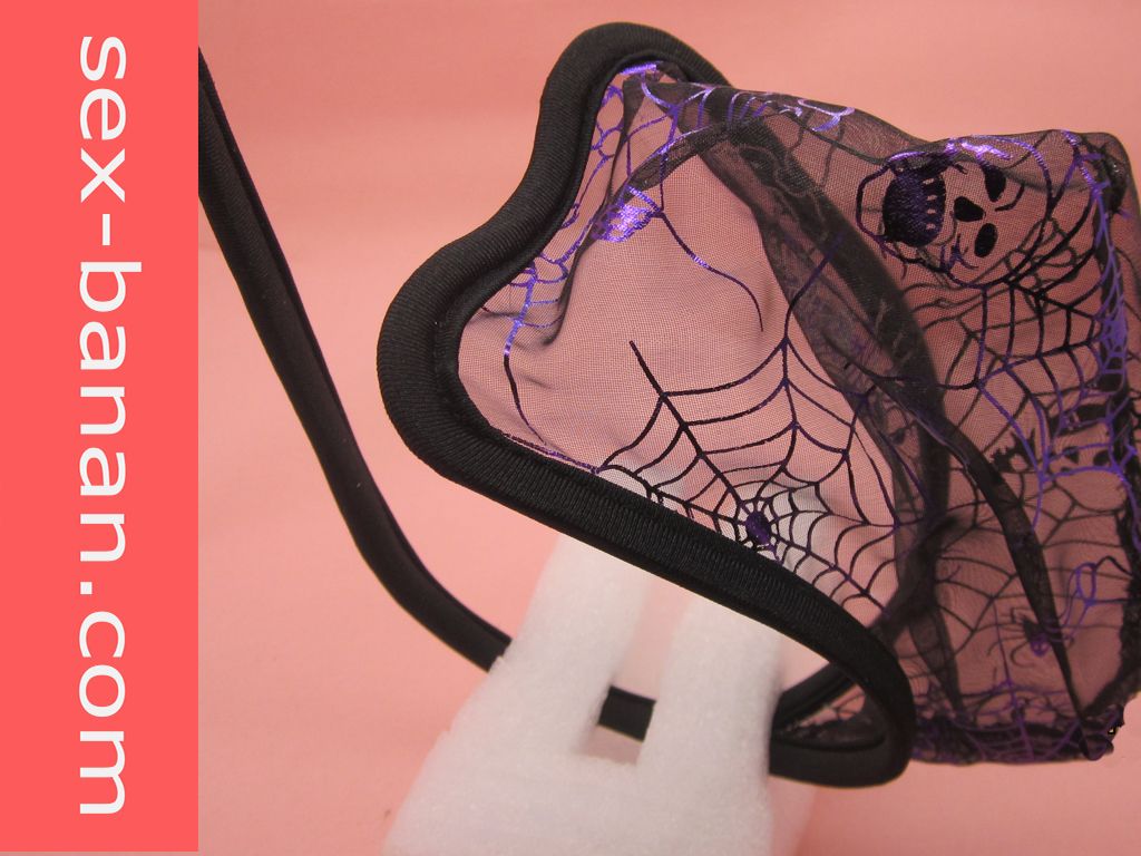  Purple Cool C String for Man with Spider Net