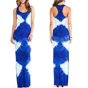 Dongguan clothing fashion woman nice tie-dye jersey maxi dress