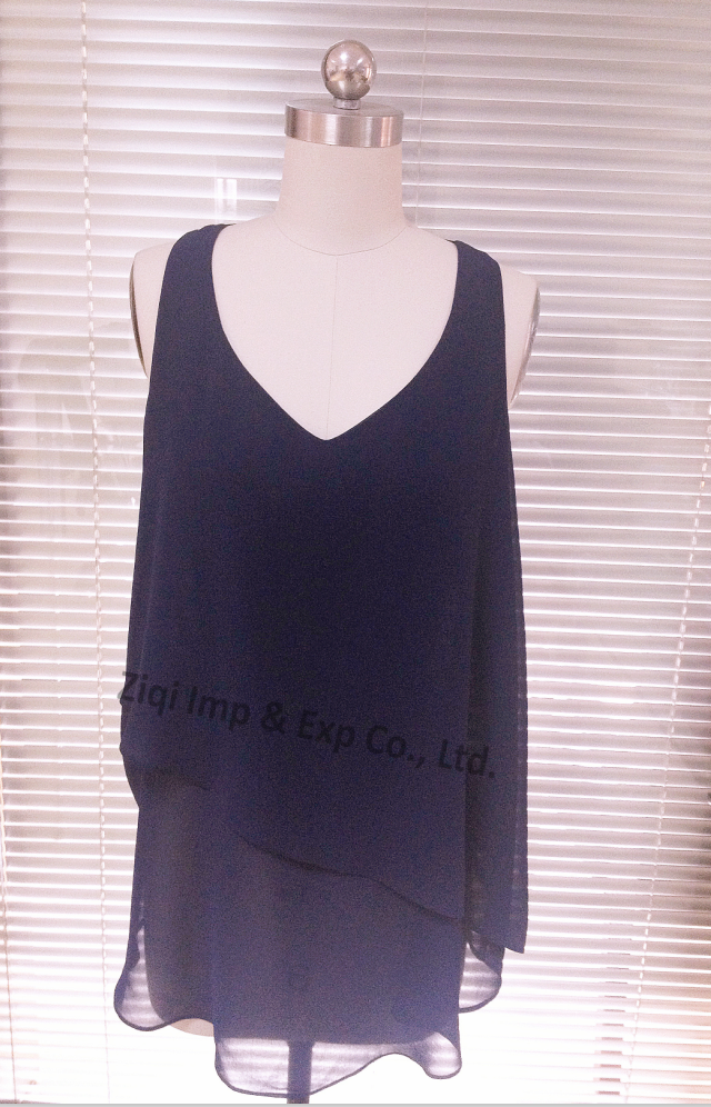 Women's Polyester Chiffon V-neck Tank Tops