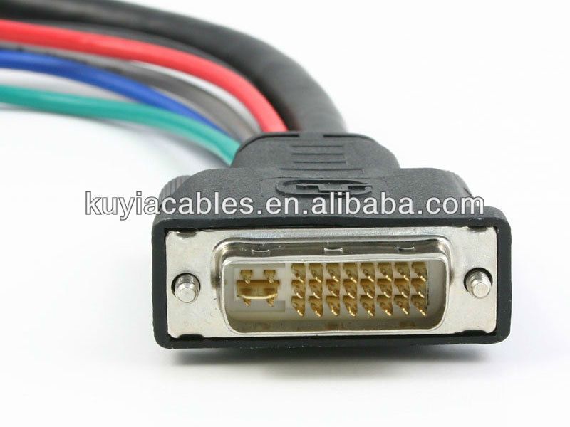 DVI-I Male to Dual Link DVI-D and RGBHV BNC Female Video Cable Adapter Splitter