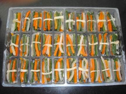 Green bean and carrot strips