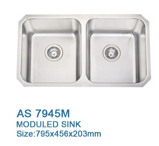 Double-Bowl Stainless Steel Man-Made Sink (AS7945M) 