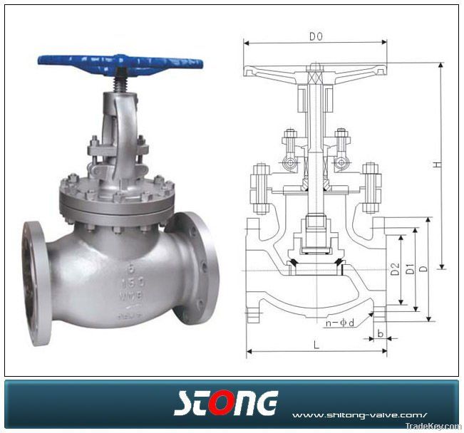 API WCB cast steel globe valve, stainless steel globe valve