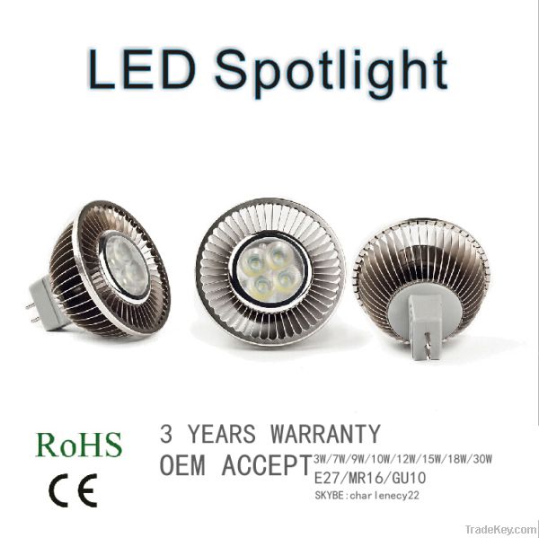 MR16 18w 3year warranty CE ROHS approved LED spotlight supplier