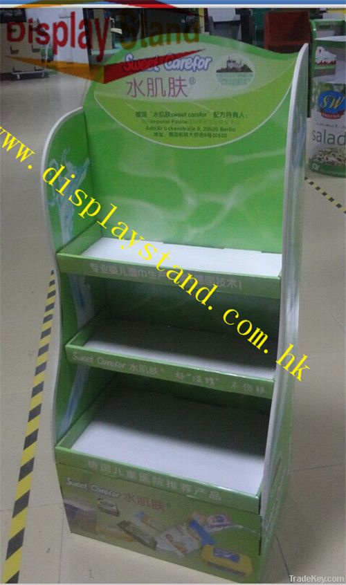 Singled Sided Cardboard Display Floor Stand with 4 Trays, Cute Display