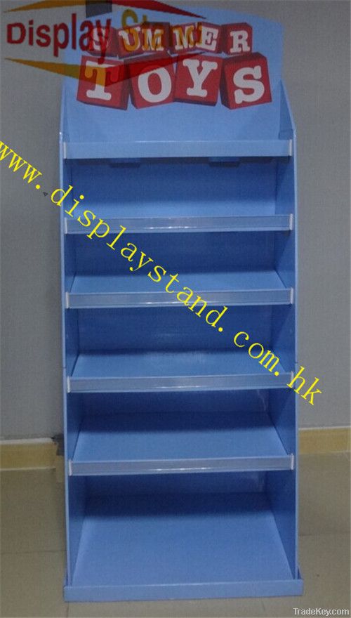 Blue Large Cardboard Display Floor Stand for Summer Toys, Store rack