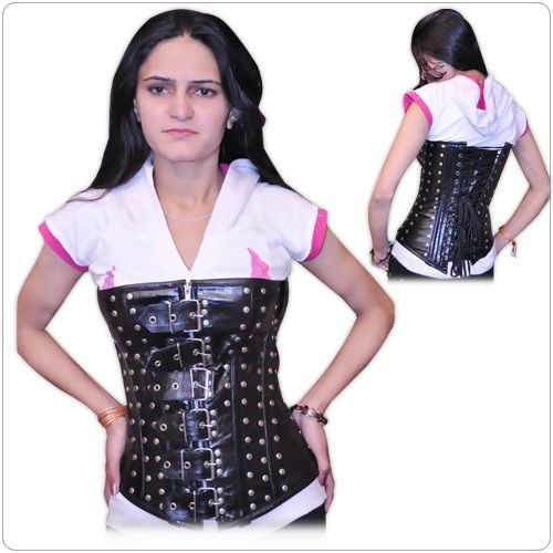 Fullbust Leather Corset With Real Steel bones Ci-1216