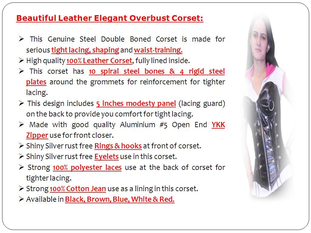 Real Leather Overbust Steel Boned Corset Bustier Ci-1217