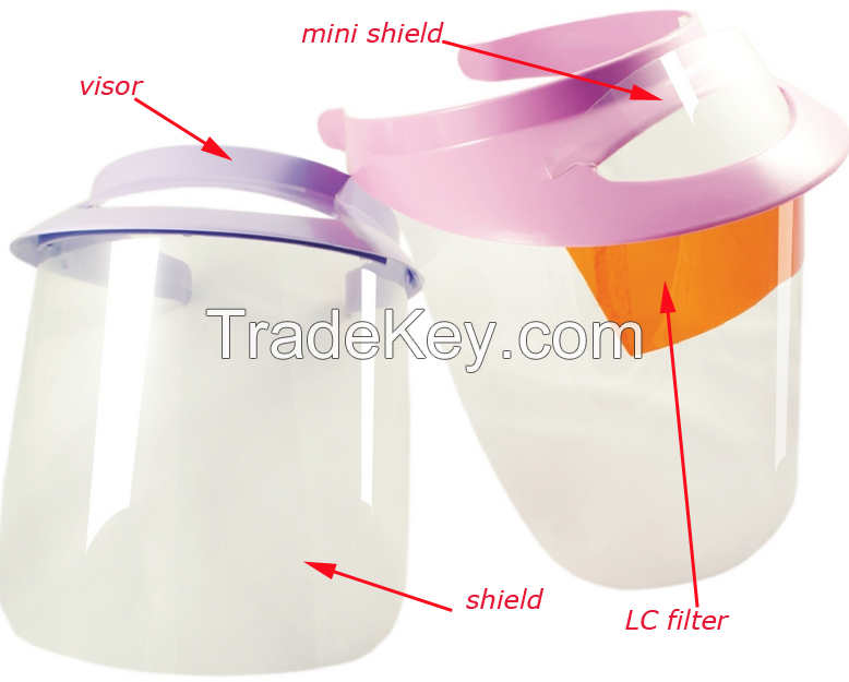 dental face shield +1 visor, 3 shields, 1 LC filter, 1 mini shield