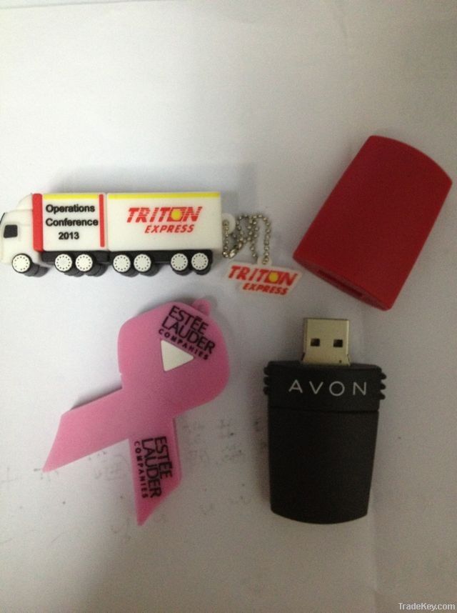 Custom USB Flash Drive with PVC Cover, Available in Various Designs