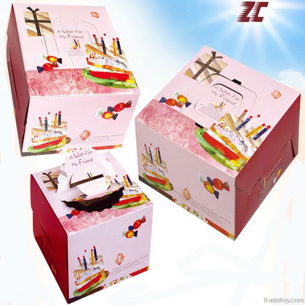 Latest lovely Take Away Food Packaging Paper Cake Box with Handle