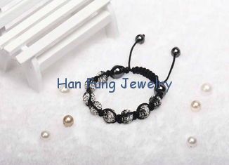 Special Design Jet Hematites and Clear Crystal Shamballa Bead Bracelet Bracelet for Gift NP10173-280M