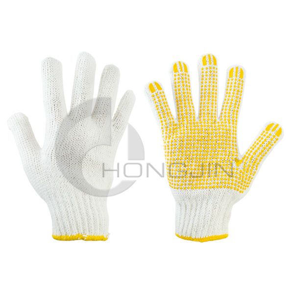 Double Face Dotted PVC Dot Polyester/Cotton Safety Glove  HJGL024