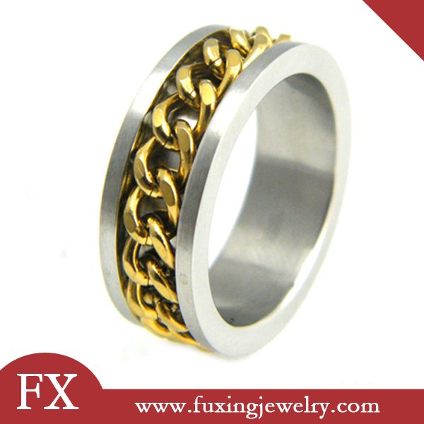 China supplier hot wholesale stainless steel golden chain ring mens rings