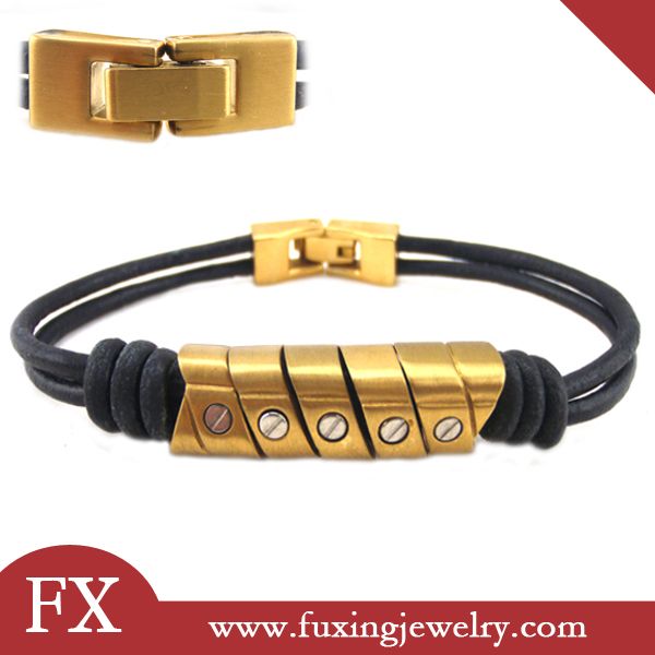 2014 design cool men jewelry gold screw charm bracelets