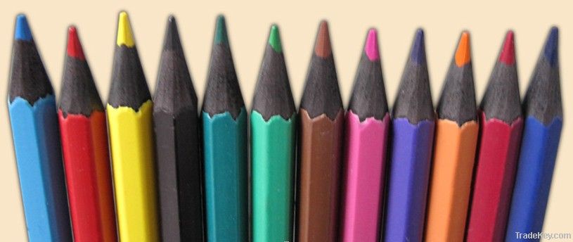 7&quot;lead colored, black plastic pencil- 12colors