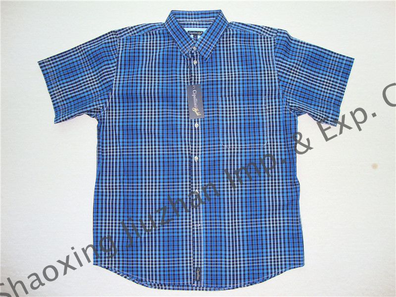 men's cotton yarn dyed check short sleeve shirts