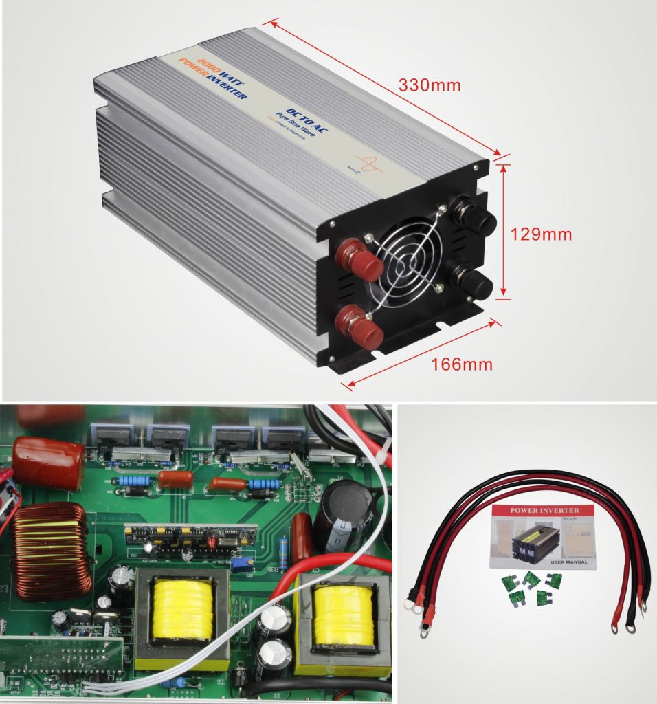 2000W pure sine wave off grid power inverter 4000W peak 12V or 24V to 110V or 220V