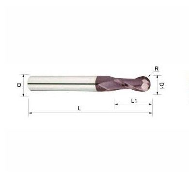 Solid Carbide 2 Flutes Ball Nose End Mill