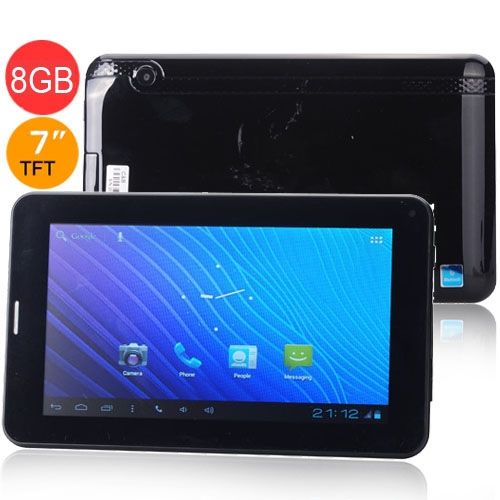 7 Inch A23 Dual Core RAM 512MB ROM 8G Android 4.0 Tablet PC w/ Bluetooth SIM Slot - Black
