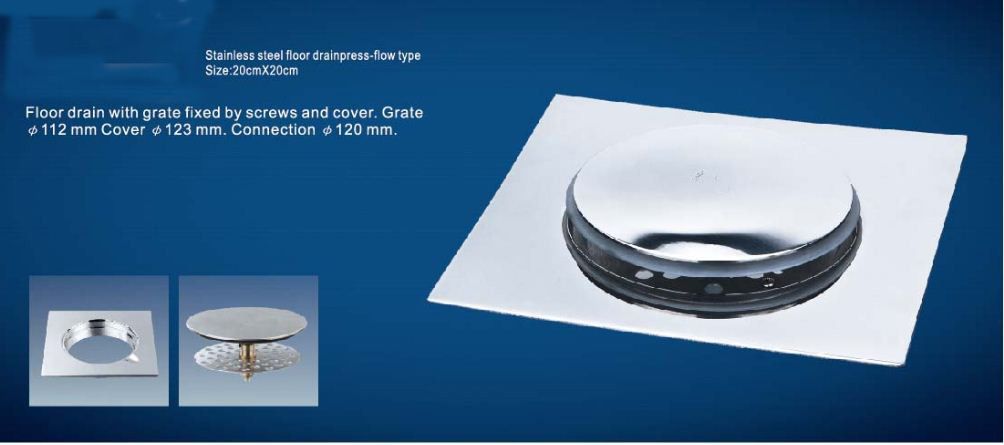 20*20cm stainless steel  floor drain press-flow  screws cover