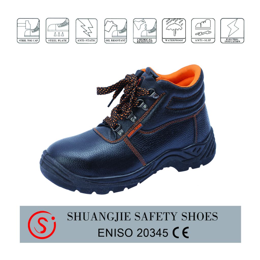 anti-static steel toe leather safety shoe for work time