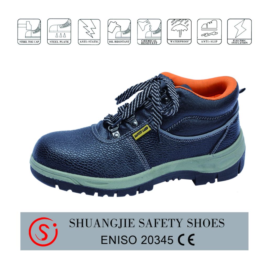 Mid-East style dual density PU sole oil and slip resistant leather safety shoe