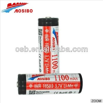 3.7v Icr 18500 Aosibo Battery 1100mah Lithium Ion Battery