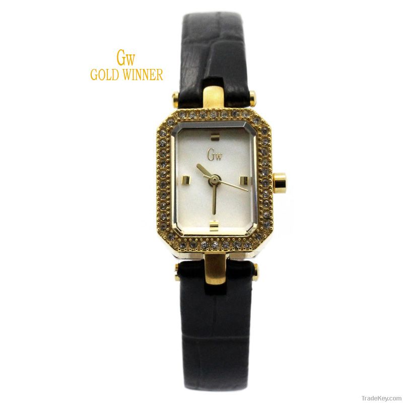 Gold Winner Fashion Leather Quartz Watch Wristwatch GW180017A