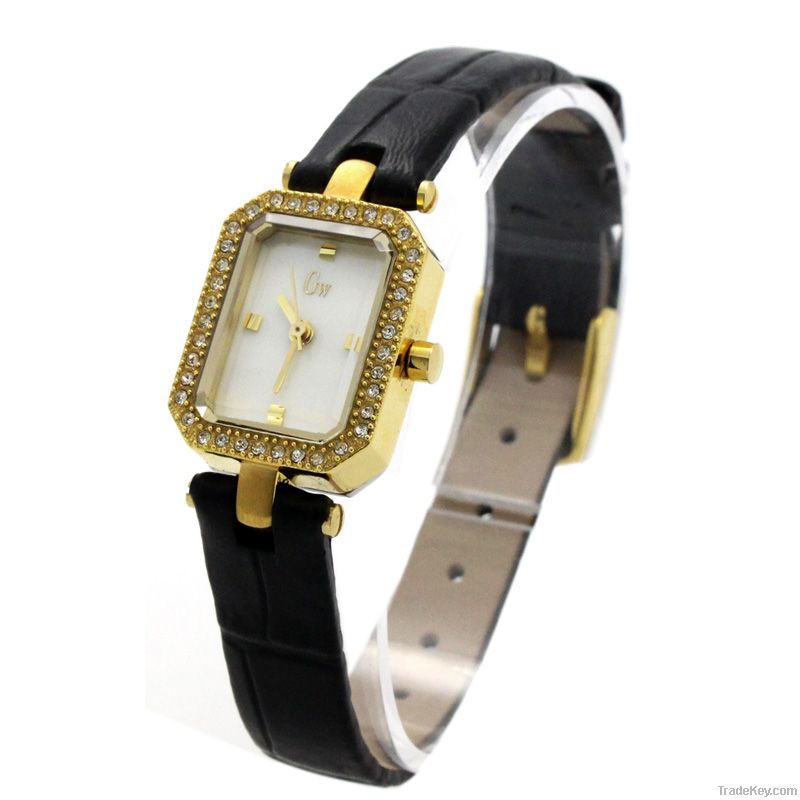 Gold Winner Fashion Leather Quartz Watch Wristwatch GW180017A