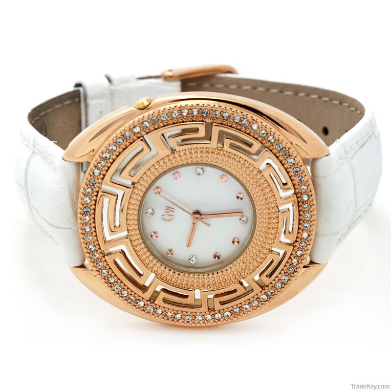 Gold Winner Leather Quartz Watch Wristwatch Watches GW180048