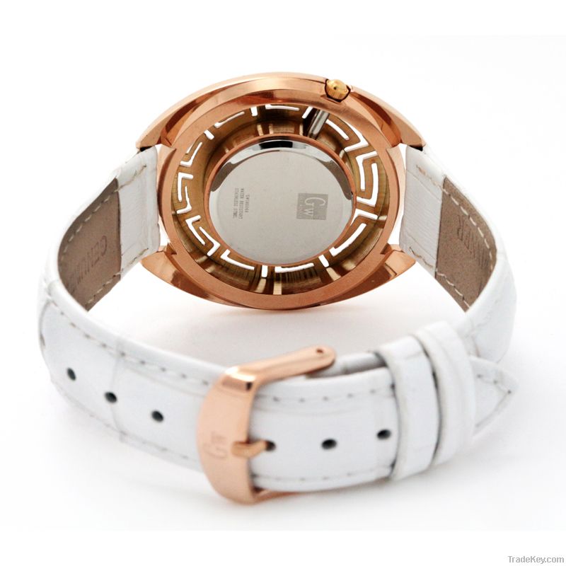 Gold Winner Leather Quartz Watch Wristwatch Watches GW180048