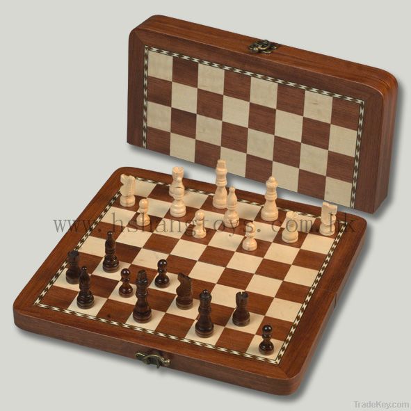 wooden inlaid chess set