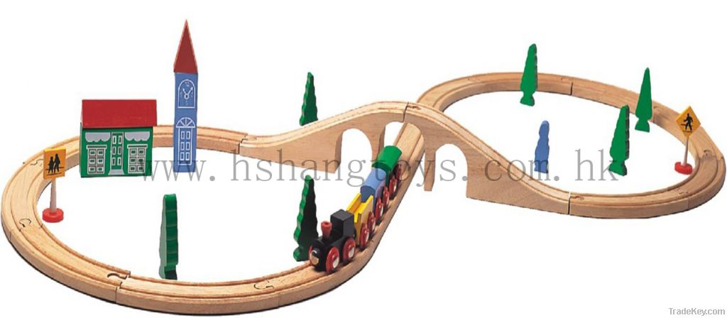 33pcs wooden train set