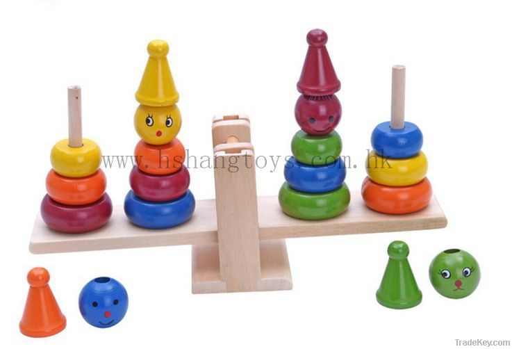 wooden education clown seesaw teeterboard balance toys
