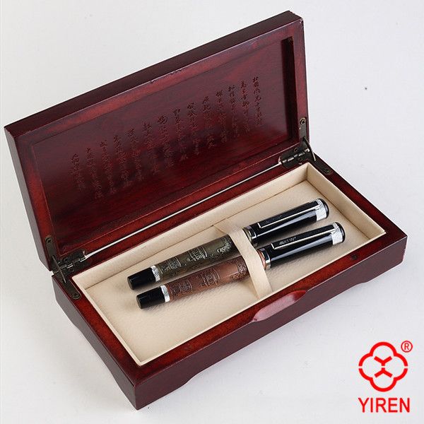  Luxury Wooden Boxed Pen Gift Sets with Two Classical China Style Metal Ballpoint Pens