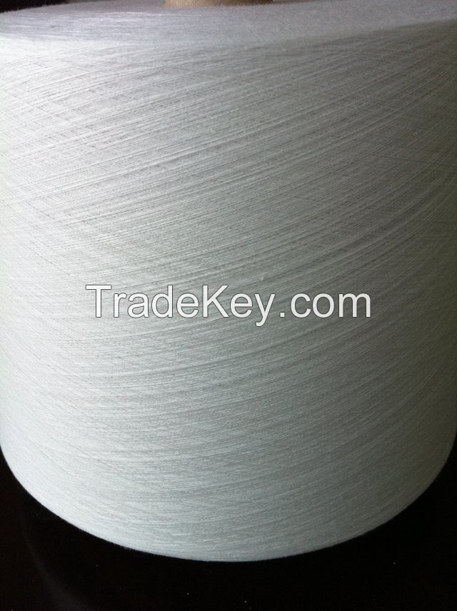 32s Raw white polyester yarn for weaving grey fabric