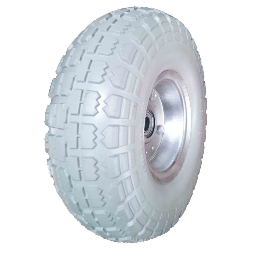 3.50-4 FLAT FREE solid PU tire rubber wheel for hand truck, wheelbarrow, garden cart, trolley