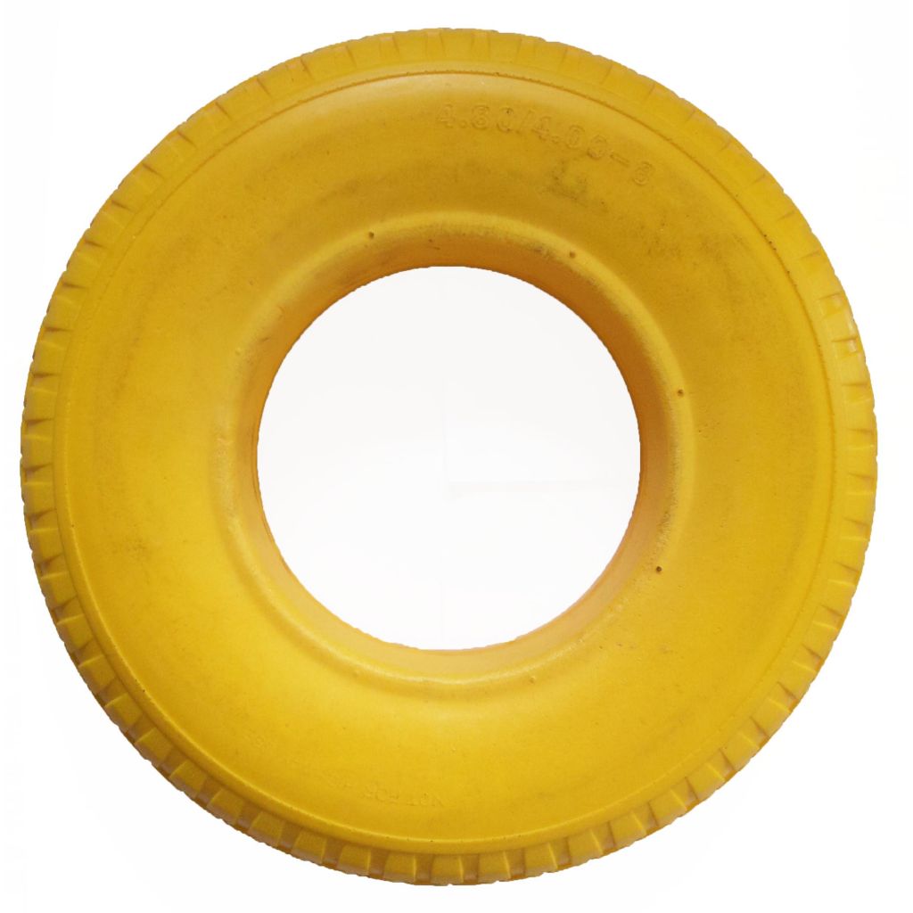 4.00-8 FLAT FREE solid PU tire rubber wheel for hand truck, wheelbarrow, garden cart, trolley