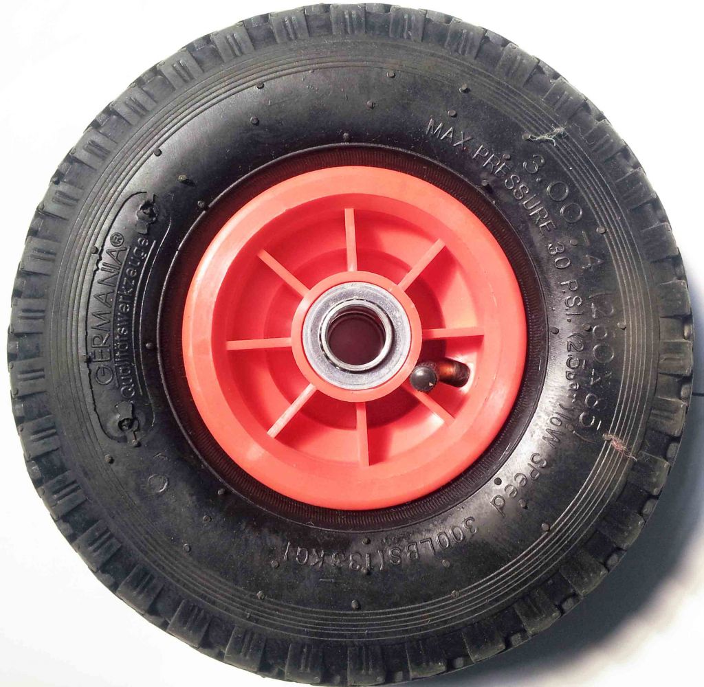 3.00-4 pneumatic tire wheel with plastic rim for hand truck, wheelbarrow, garden cart, trolley
