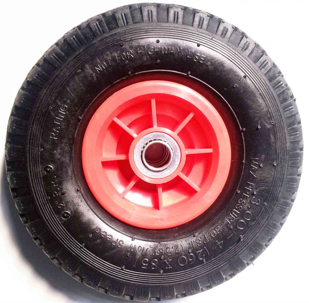 3.00-4 pneumatic tire rubber wheel with plastic rim for hand truck, wheelbarrow, garden cart, trolley