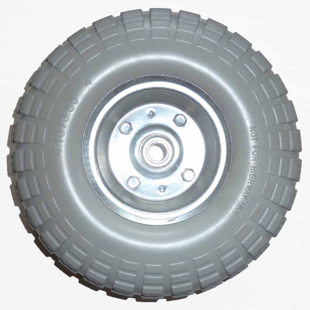 3.50-4 FLAT FREE solid PU tire rubber wheel for hand truck, wheelbarrow, garden cart, trolley