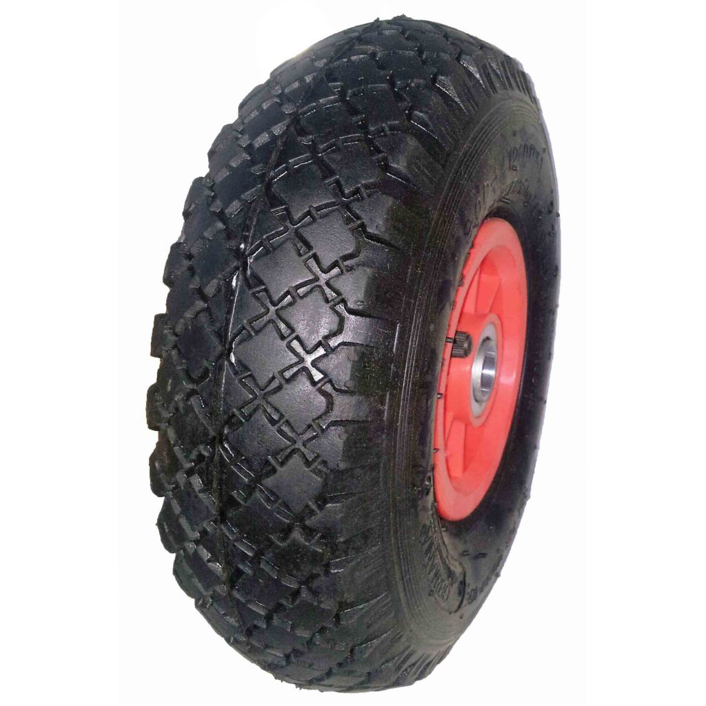 3.00-4 pneumatic tire rubber wheel with plastic rim for hand truck, wheelbarrow, garden cart, trolley